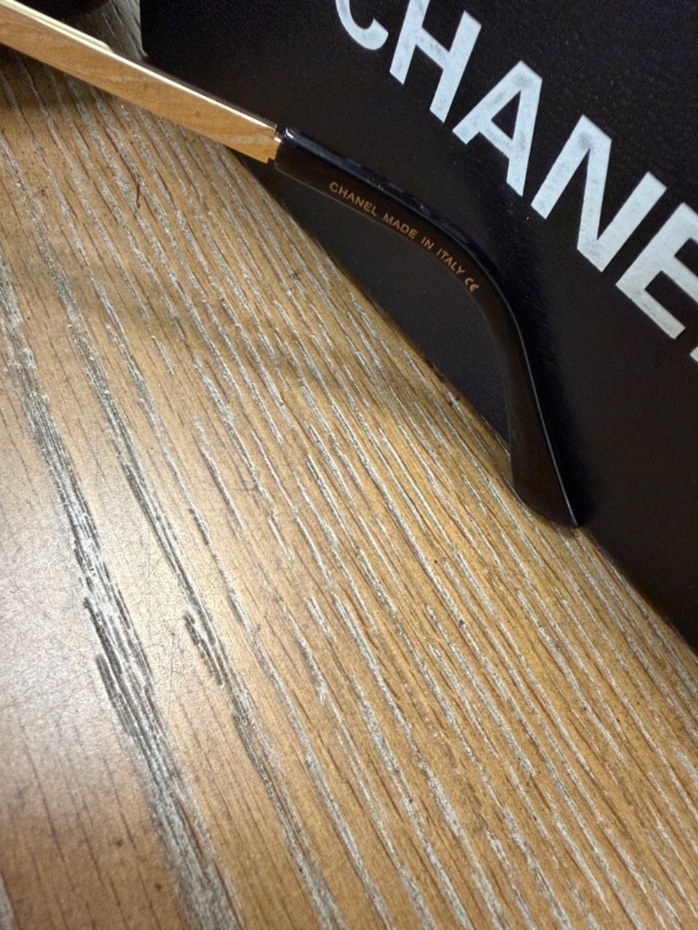 Chanel Women's Black and Gold Rimless Square Sunglasses - Picture 7 of 9